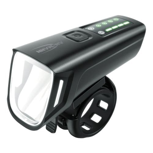 Phare LED pour vélo Ansmann, 100 lux, homologué StVO, rechargeable, avec support universel