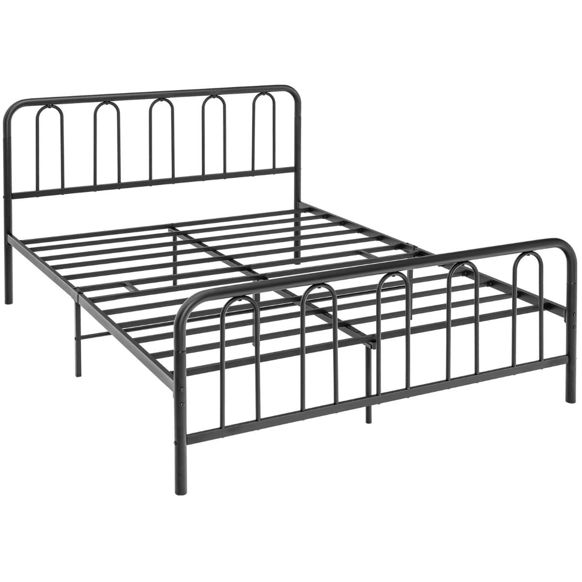 Lit Double Cadre de Lit en Métal pour Matelas de 200 x 160 cm Fer Forgé avec 5 Pied Rangement sous l