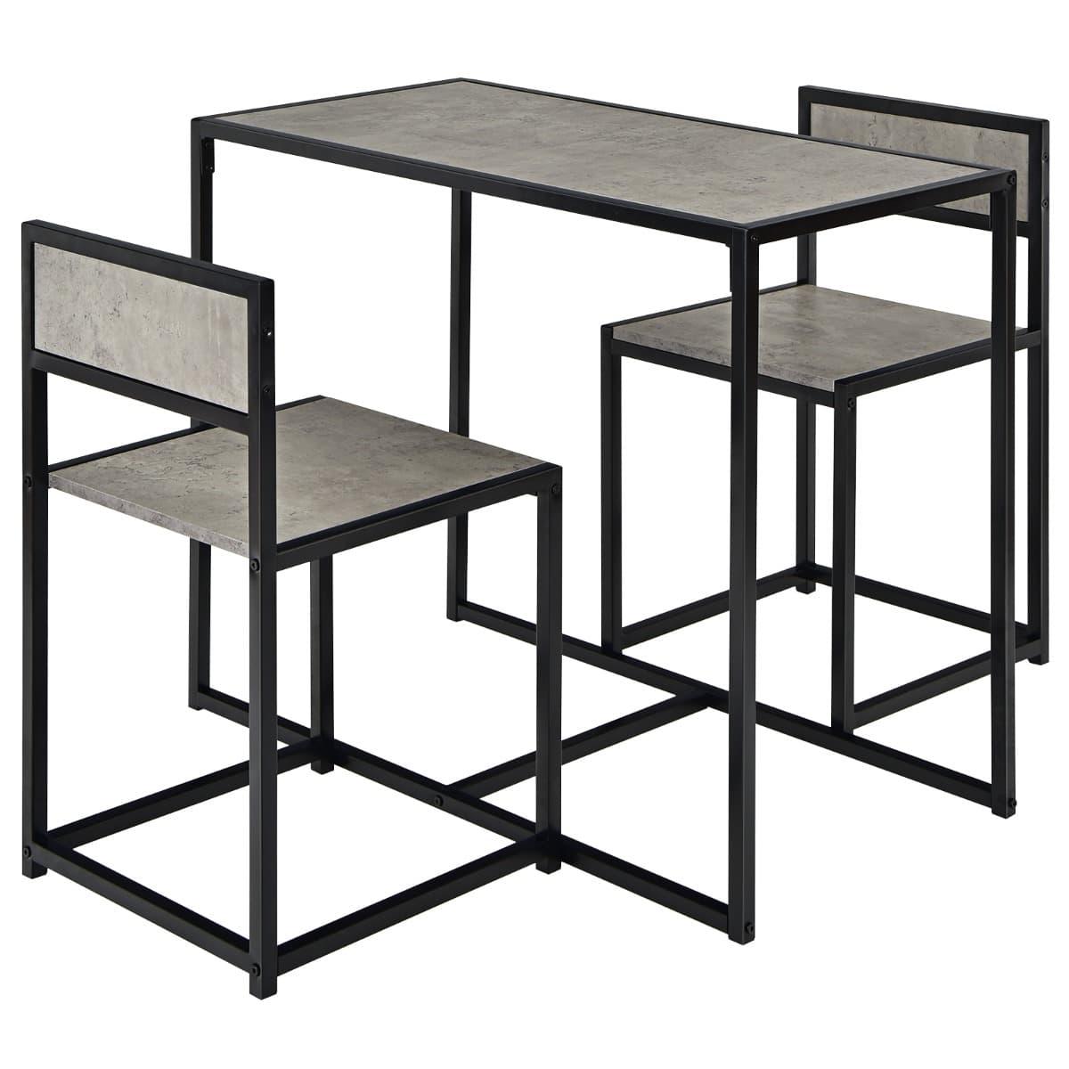 Ensemble Table à Manger 1 Table et 2 Chaises Encastrable Style Industriel Moderne pour Salle à Mange
