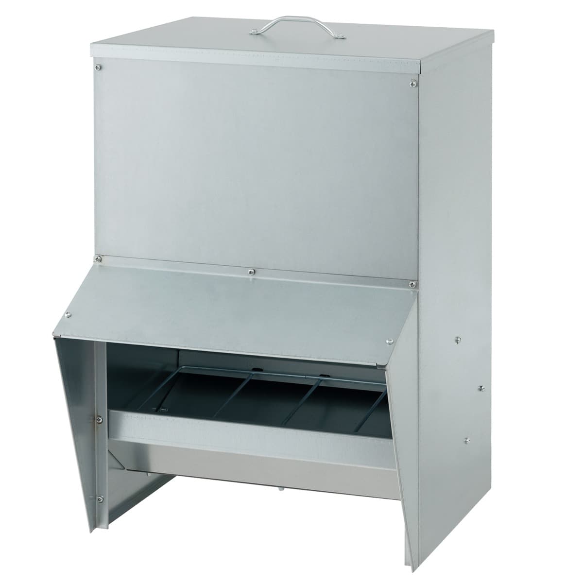 CostwayMangeoire à Poulet Galvanisée de Capacité de 22 kg Fixation Murale avec Couvercle Distributeur de Nourriture Sans Gaspillage Argent