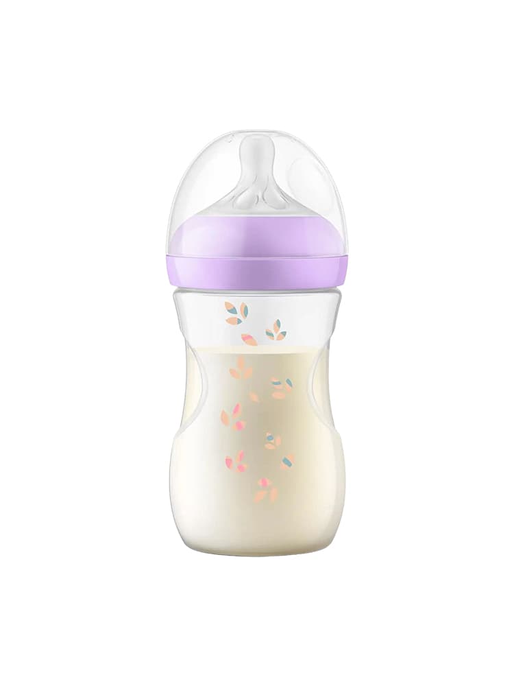 Avent Natural Response Biberon avec Motif 260 ml Débit Moyen 3-6 Mois - Modèle : Fleurs Nature