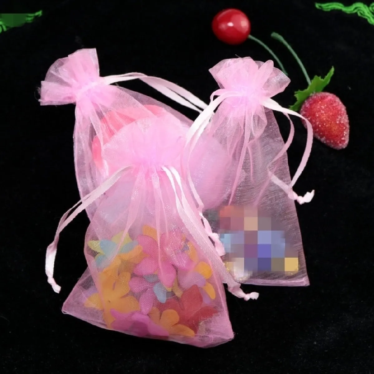 100 Organza Gift Bags Bijoux - D9 Rose