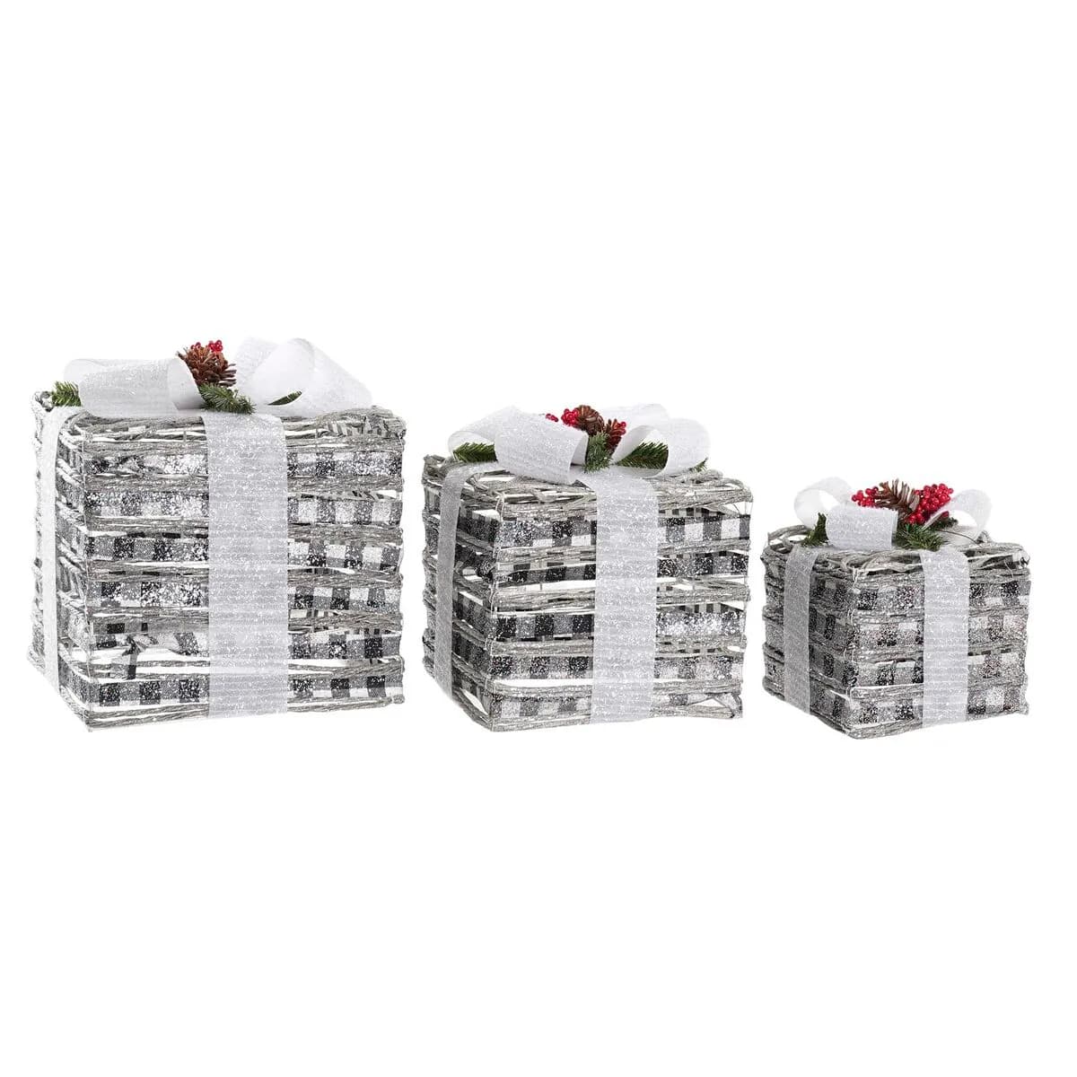 DKD Home Decor Set Boîtes LED Enneigé